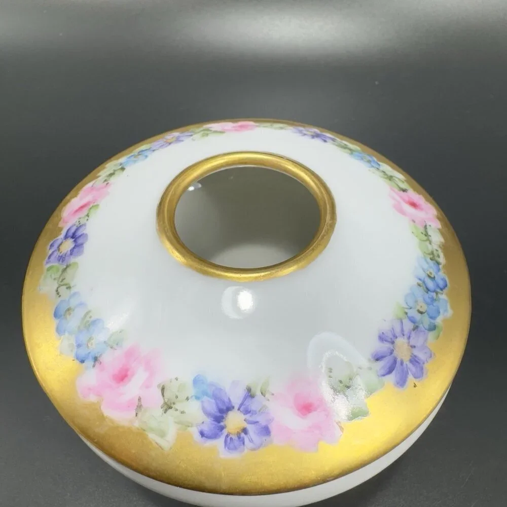 Antique ROYAL BAYREUTH Bavaria Footed Trinket Jar Hair Receiver Container VTG‎